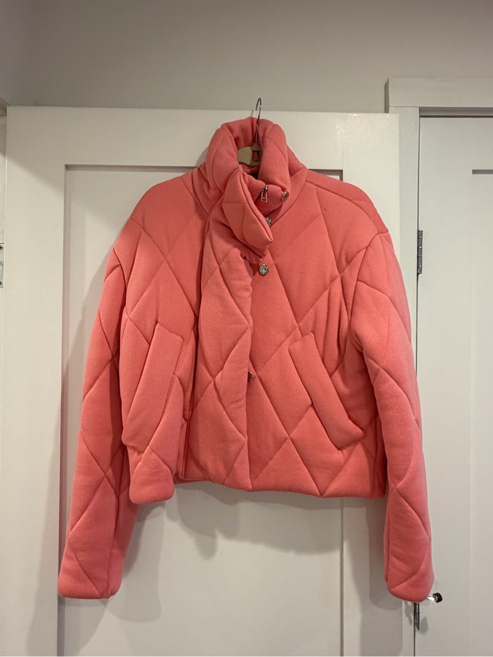Cedric Charlier Quilted Pink Puffer Jacket - High Collar